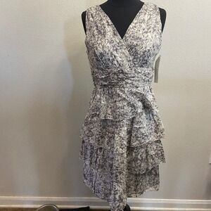Talbots Petites Dress Size 8P‎ Floral Sleeveless Ruffle Tiered Cotton Blend NEW